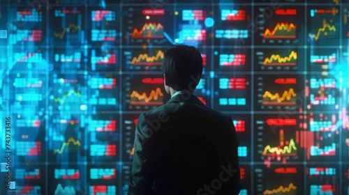 businessman looking at stock market data