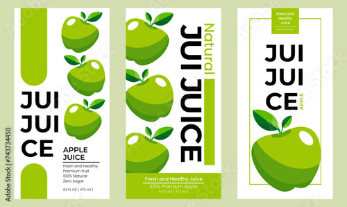 Apple juice label design. Suitable for beverage, bottle, packaging, stickers, and  product packaging photo