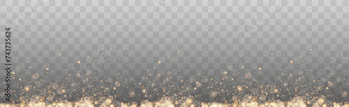 Bokeh light lights effect background. Gold dust PNG. Christmas background of shining dust Christmas glowing bokeh confetti and spark overlay texture for your design. 