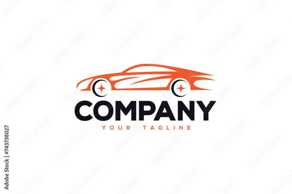 Creative logo design depicting a racing car, designated to the transport industry. Creative logo design depicting a racing car, designated to the transport industry.