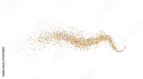 Vector illustration depicting coffee or chocolate powder in motion, creating a dust cloud that splashes on the ground. The background is light and isolated. Format PNG. 