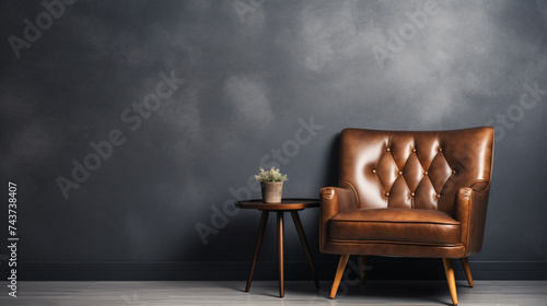 A beautiful and stylish brown leather armchair