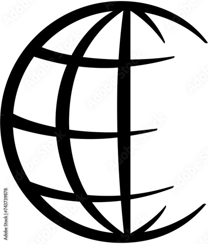 earth globe icon, latitude & longitude lines