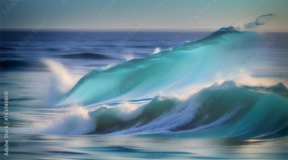 Strong and high waves under sunset with cloudy sky amidst the vast blue sea scenery. Strong and high waves under sunset with cloudy sky amidst the vast blue sea scenery.
