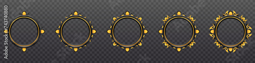 Abstract Style Round Shape Game Avatar Frames with Black and Yellow Border for Game UI Designs