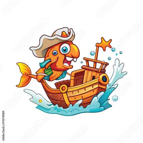 fish in ship cartoon