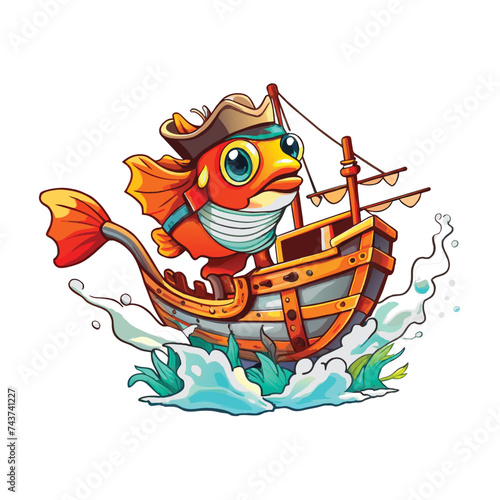 fish in ship cartoon