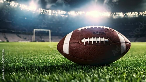 american football pigskin ball on a gridiron field