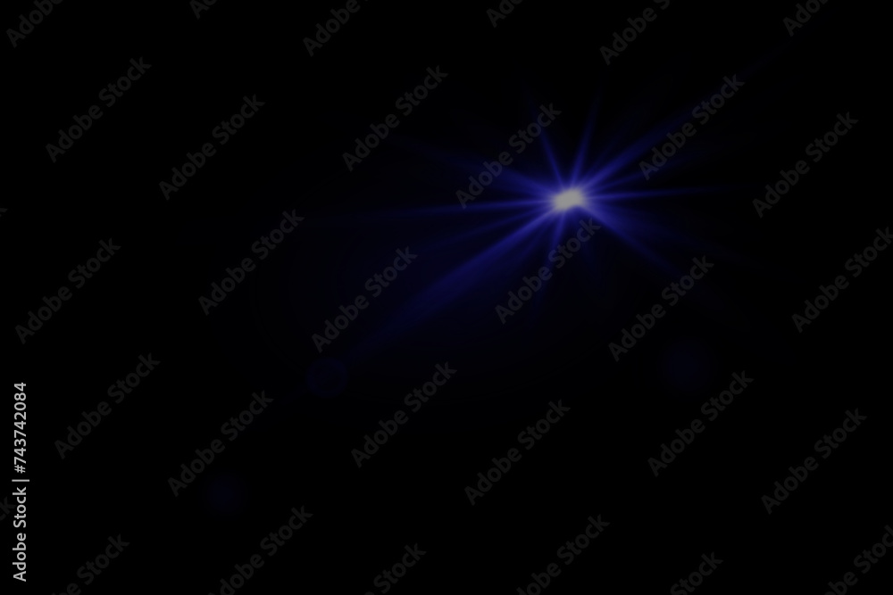 
Light effect of flare and lens. Flash of light with rays.