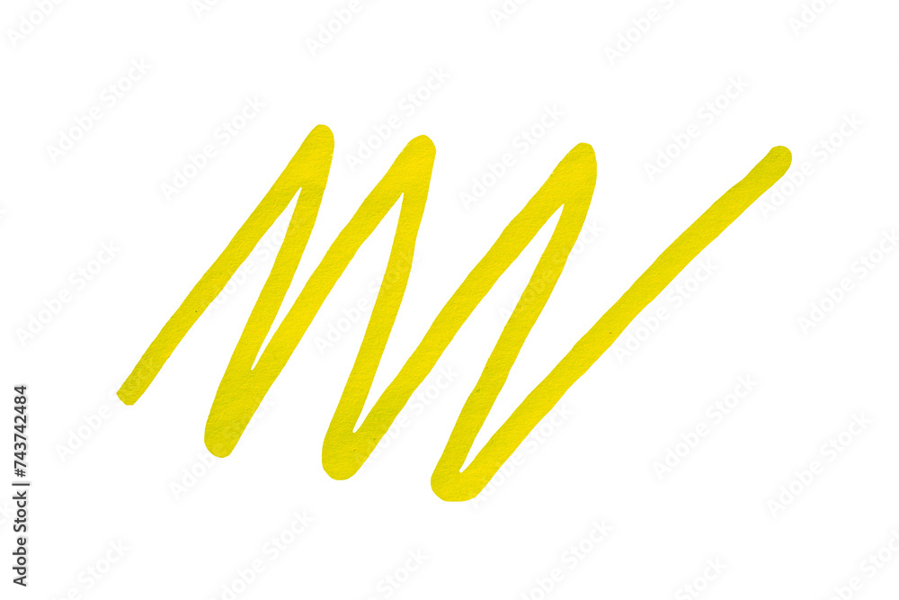 Obraz premium Yellow stroke drawn with marker on transparent background