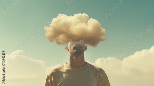head in the clouds. concept photo