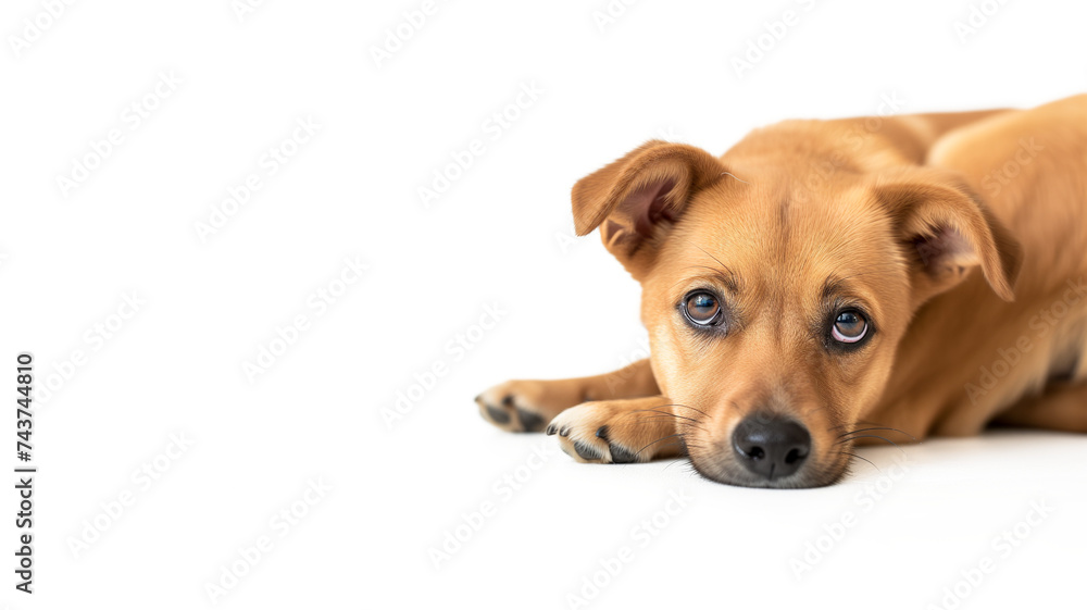 Portrait of a dog isolated on transparent background. PNG.	