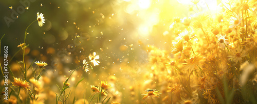 Glowing  Serene Sunset  A Burst of Color and Beauty in a Lush Summer Meadow