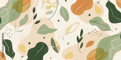 Soft pastel-toned leaf pattern with a modern artistic twist  reflecting a calm and organic aesthetic.