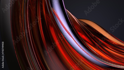 Dark Atmosphere Glass Texture Fresh and Lush Bezier Curves for Contemporary Artistic Curves Elegant and Modern 3D Rendering Abstract Background