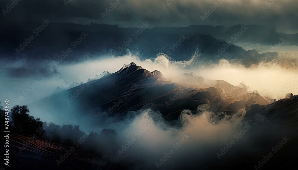 Ethereal Illumination: Abstract Light Background with Ivory Smoke Puffs and Dramatic Backlighting