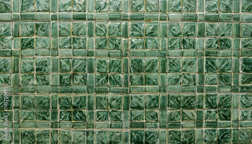 Vintage Verdant: Green Ceramic Tile Background for Kitchen or Bathroom