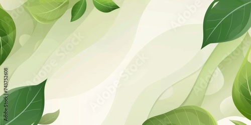 Abstract eco-friendly banner with stylized green leaves and soft curves, ideal for sustainable themes.