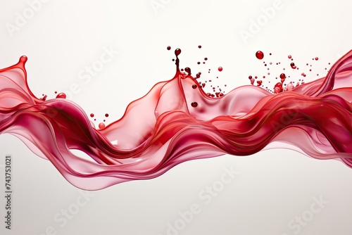 A mesmerizing swirl of vibrant red liquid dances gracefully on a pristine white background, creating a stunning visual display of dynamic movement and energy