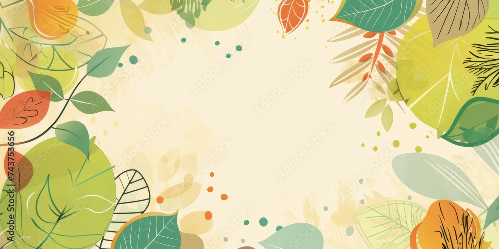 Autumn-inspired eco-friendly banner with a variety of colorful leaves, conveying a warm, seasonal feel.