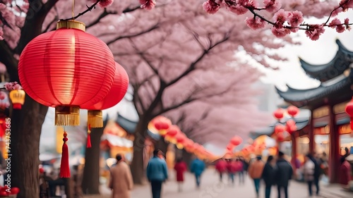 chinese new year lantern, lanterns in chinese temple © monu