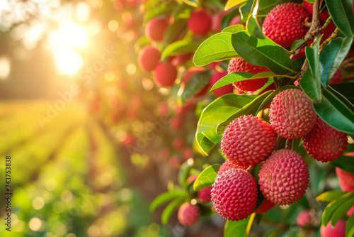 Growing lychees harvest and producing vegetables cultivation. Concept of small eco green business organic farming gardening and healthy food