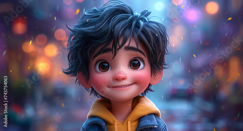 Happy and Smile boy, The surrounding atmosphere is beautiful and romantic.