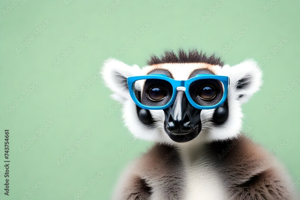 tailed lemur on white