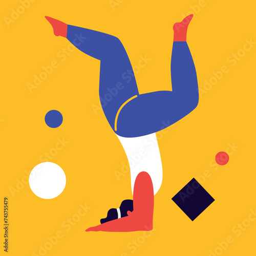 Woman exercising yoga. Woman practicing asana. Relaxing environment. Concept of meditation. Cartoon flat style. Vector