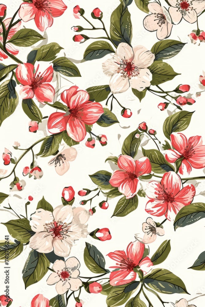 Watercolor seamless Illustration of spring flowers with various types of flowers, concept of the arrival and onset of spring. Concept for wrapped cover paper Watercolor seamless Illustration of spring flowers with various types of flowers, concept of the arrival and onset of spring. Concept for wrapped cover paper