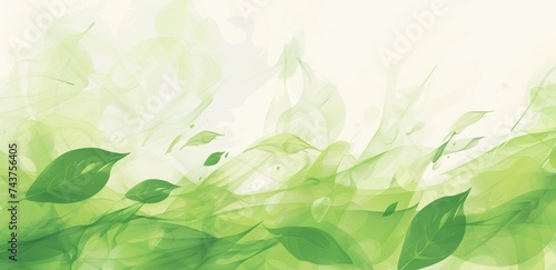 Whimsical waves of green leaves dancing on a gradient background, portraying growth and fluidity in nature.