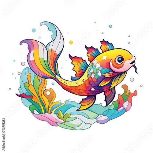 colored fish vector