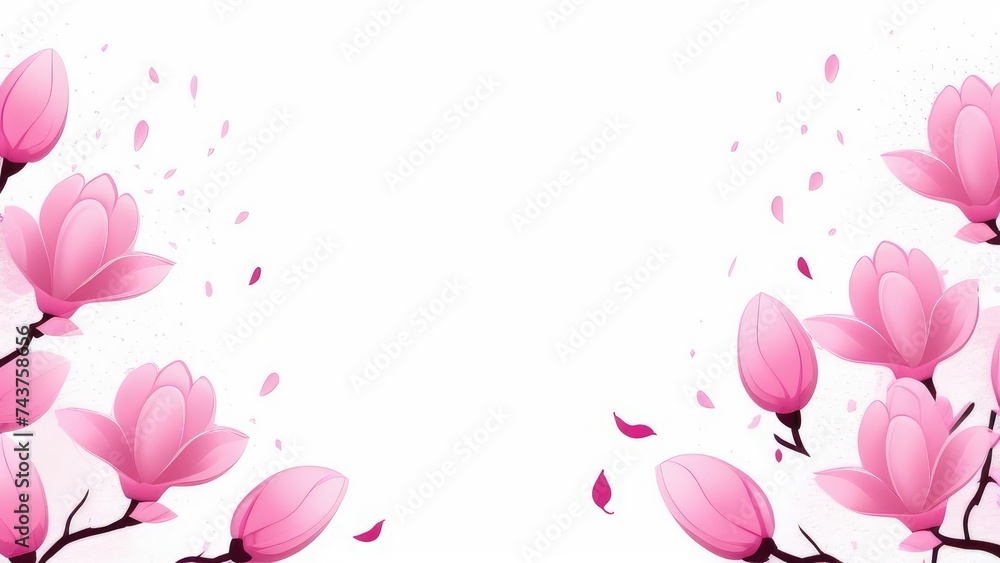 spring flowers, pink magnolia, postcard