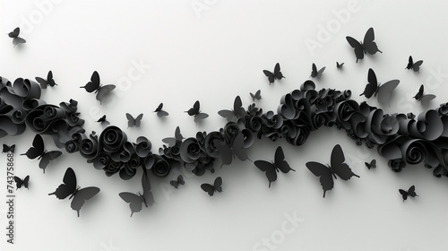 Black butterflies on a white background