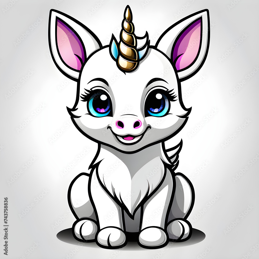Fototapeta premium Whimsical Whinnies: Capturing the Charisma of Diverse Expressions in Cute Unicorn Characters.(Generative AI)