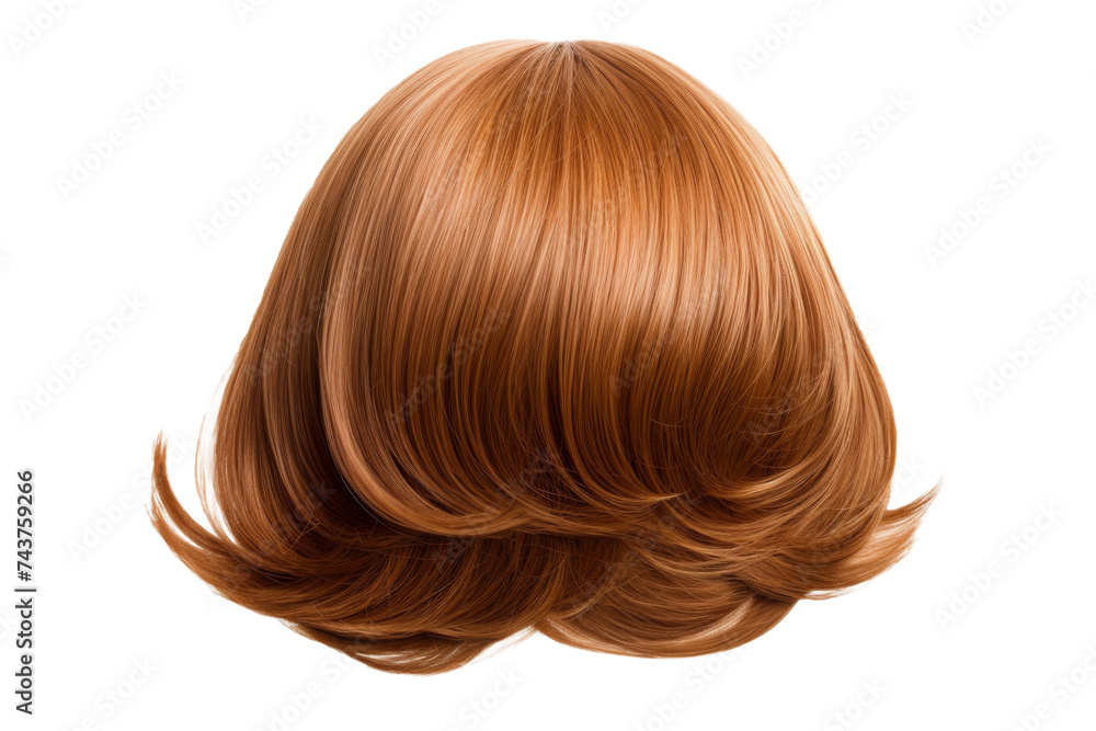Stylish hair wig with trendy design isolated on background, front view, fashionable hairstyle concept. Stylish hair wig with trendy design isolated on background, front view, fashionable hairstyle concept.