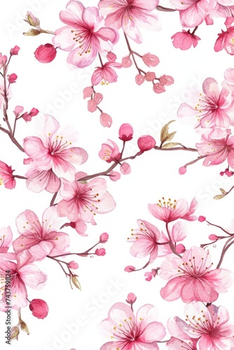 Watercolor seamless Illustration of spring flowers with various types of flowers, concept of the arrival and onset of spring. Concept for wrapped cover paper