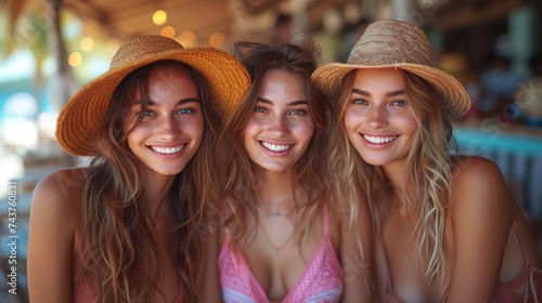 Business networking event by the ocean. Coworkers socialise with drinks on trip. Business vacation.