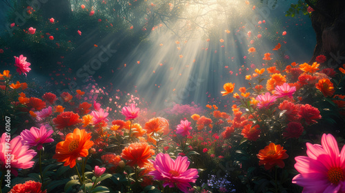 Enchanted Blossoms: A Surreal Garden Awakening