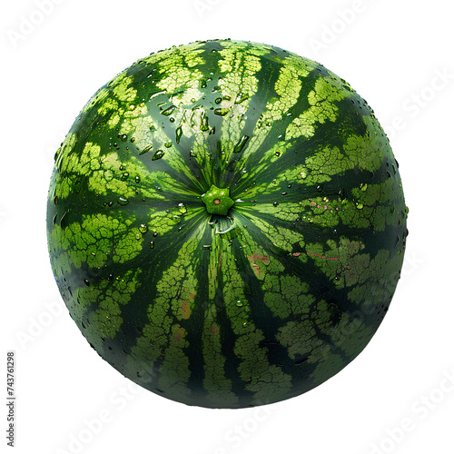 Watermelon top view png. Watermelon flat lay PNG. Whole watermelon isolated photo
