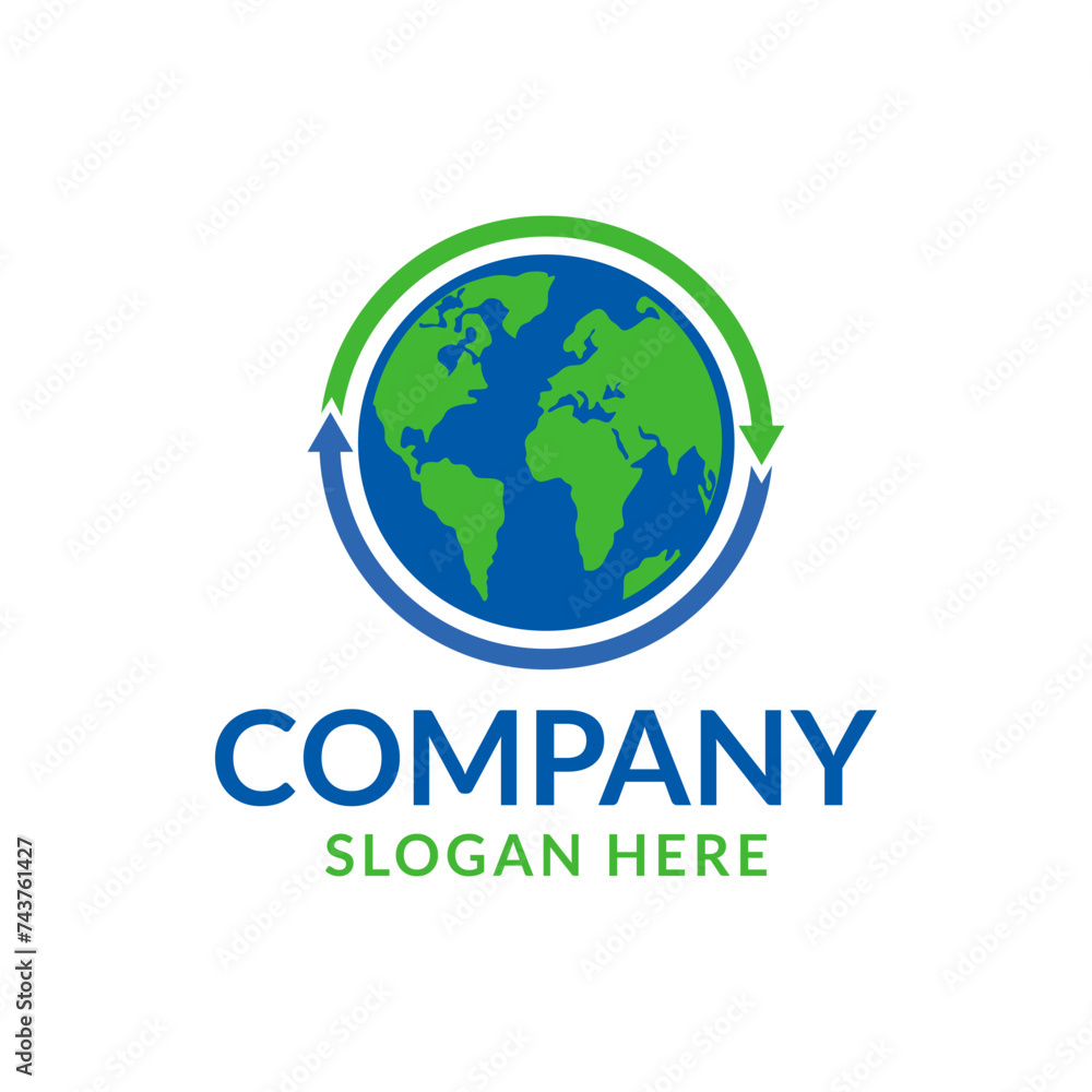 earth arrow logo design vector illustration