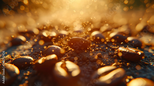 Light-Enhanced Close-Up of Coffee Beans