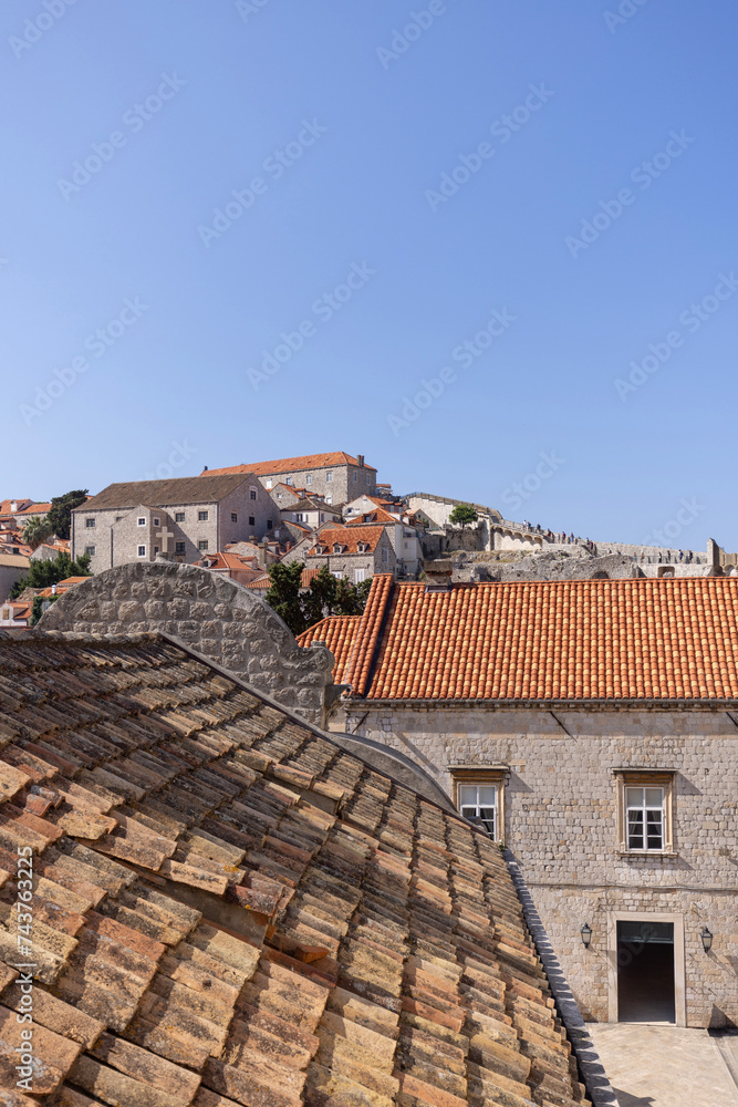 Walking route around the City Walls, a steep road leading to  Tower of St. Maria (Kula sv. Marije), Dubrovnik, Croatia