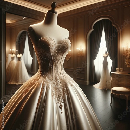 Elegant Bridal Gown in Luxury Boutique Setting
