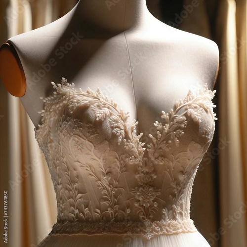 Detailed Lace Bodice of a Designer Wedding Dress