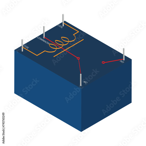 vector design of relay with its internal circuit