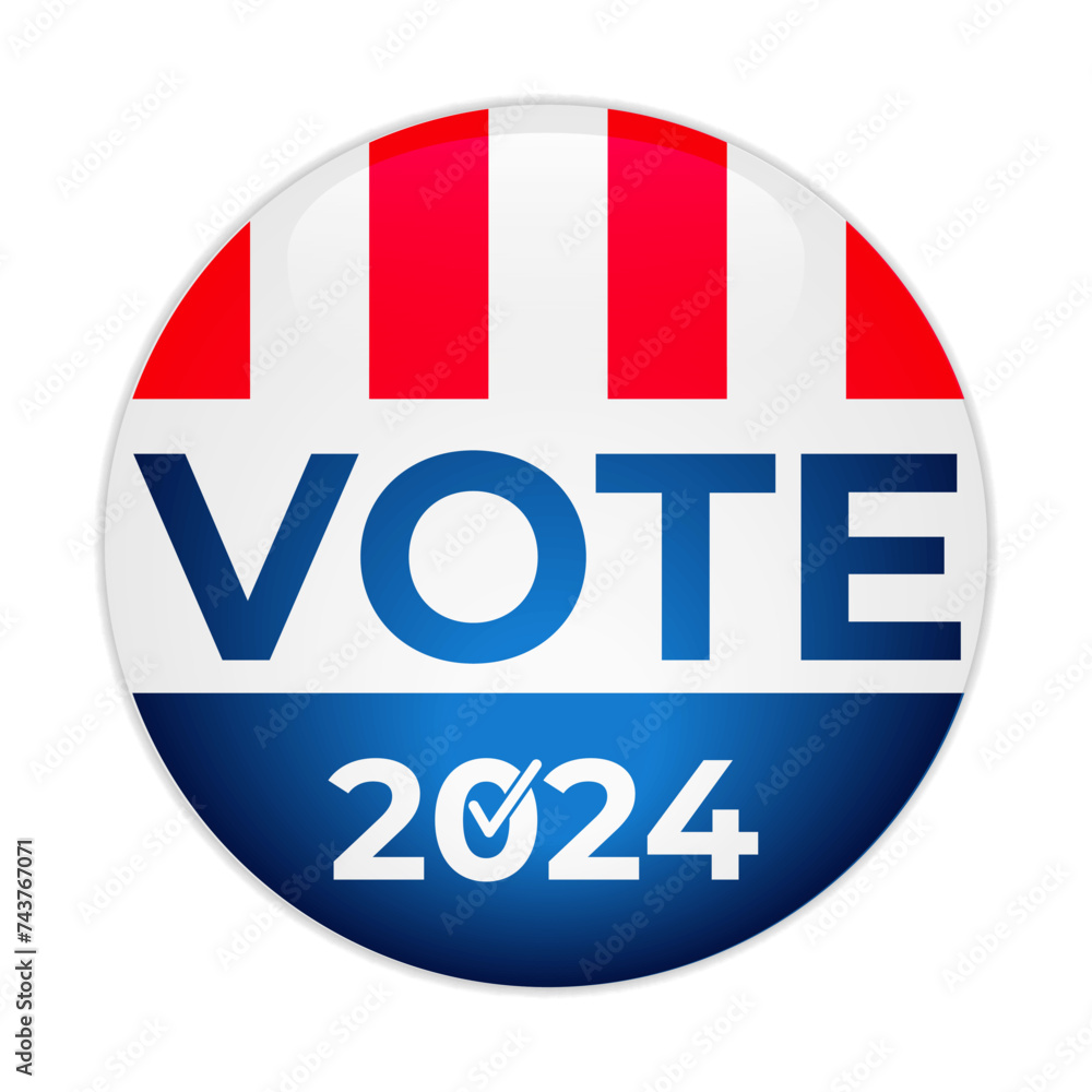 Presidential election 2024 United States of America. USA round badge. Vector template for typography poster, banner, sticker, flyer, etc. Presidential election 2024 United States of America. USA round badge. Vector template for typography poster, banner, sticker, flyer, etc.