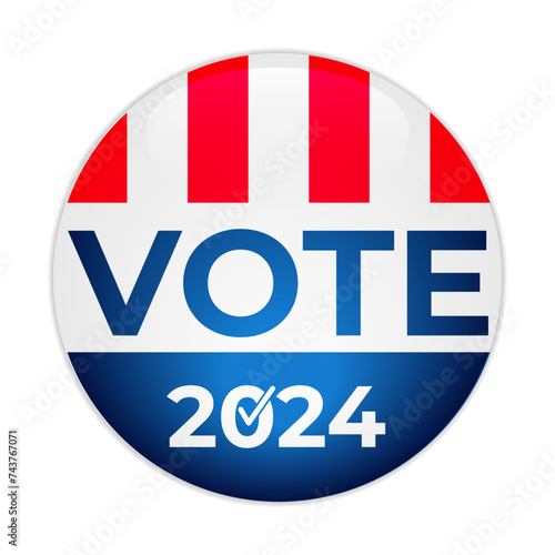 Presidential election 2024 United States of America. USA round badge. Vector template for typography poster, banner, sticker, flyer, etc.