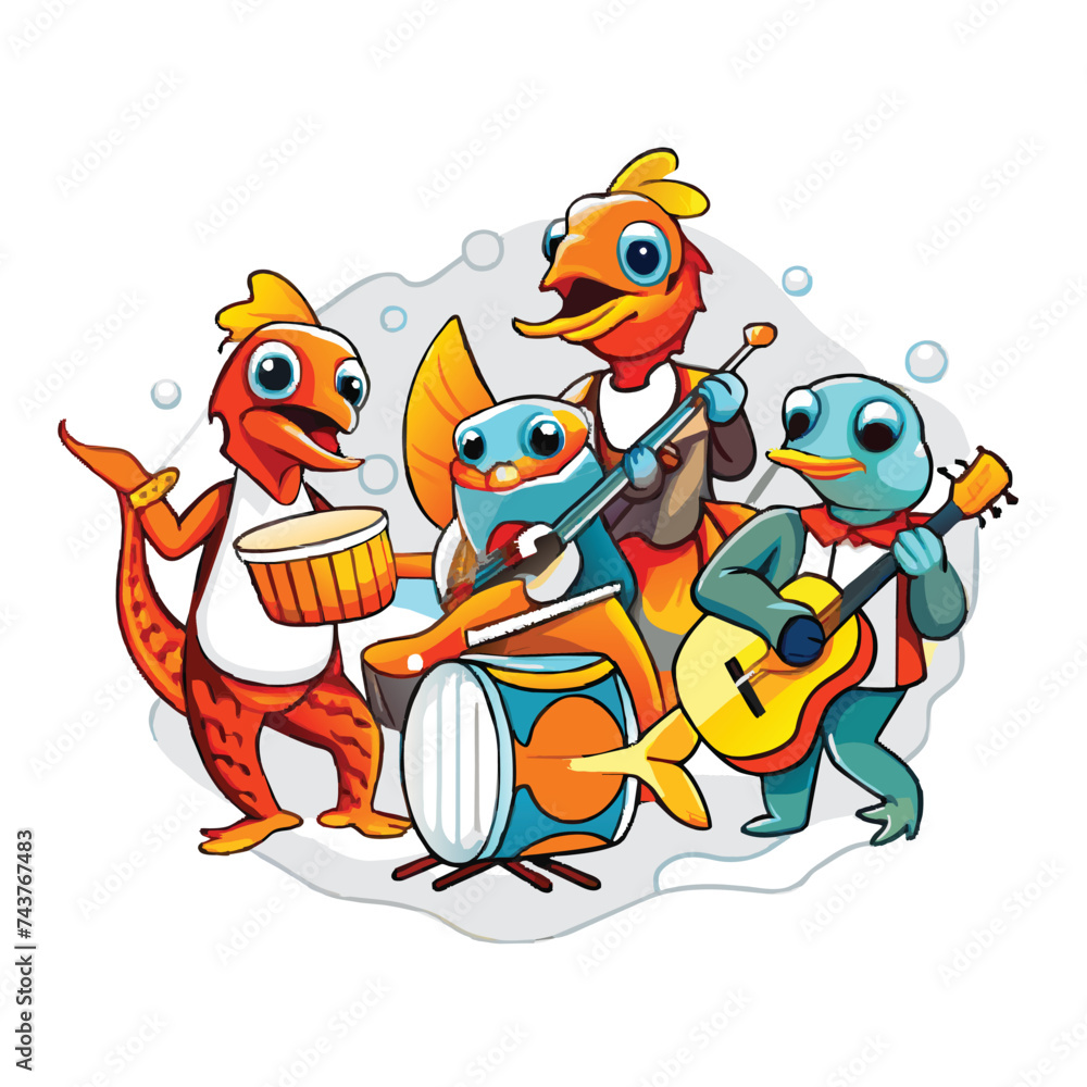 illustration musical fish vector