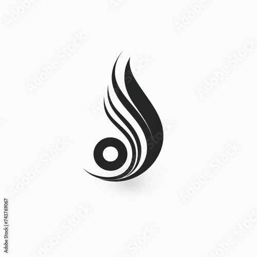 Black silhouette  tattoo of an abstract circle and lines on white background. Vector.